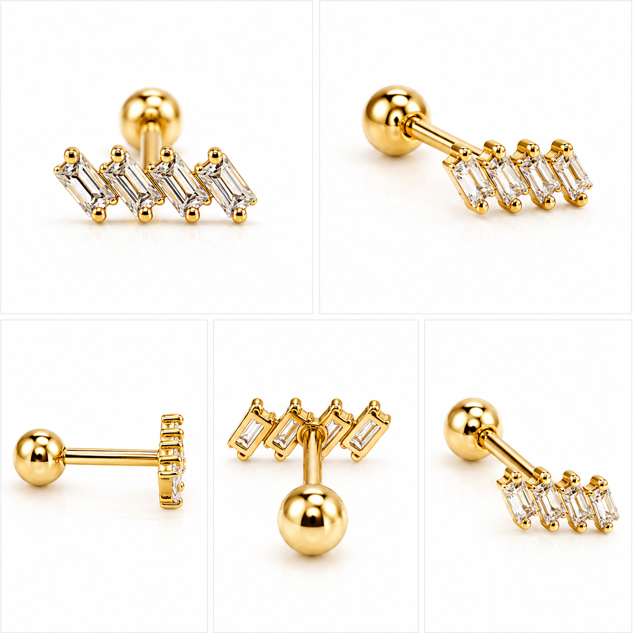 Emerald Tri Flat Studs - PAIR