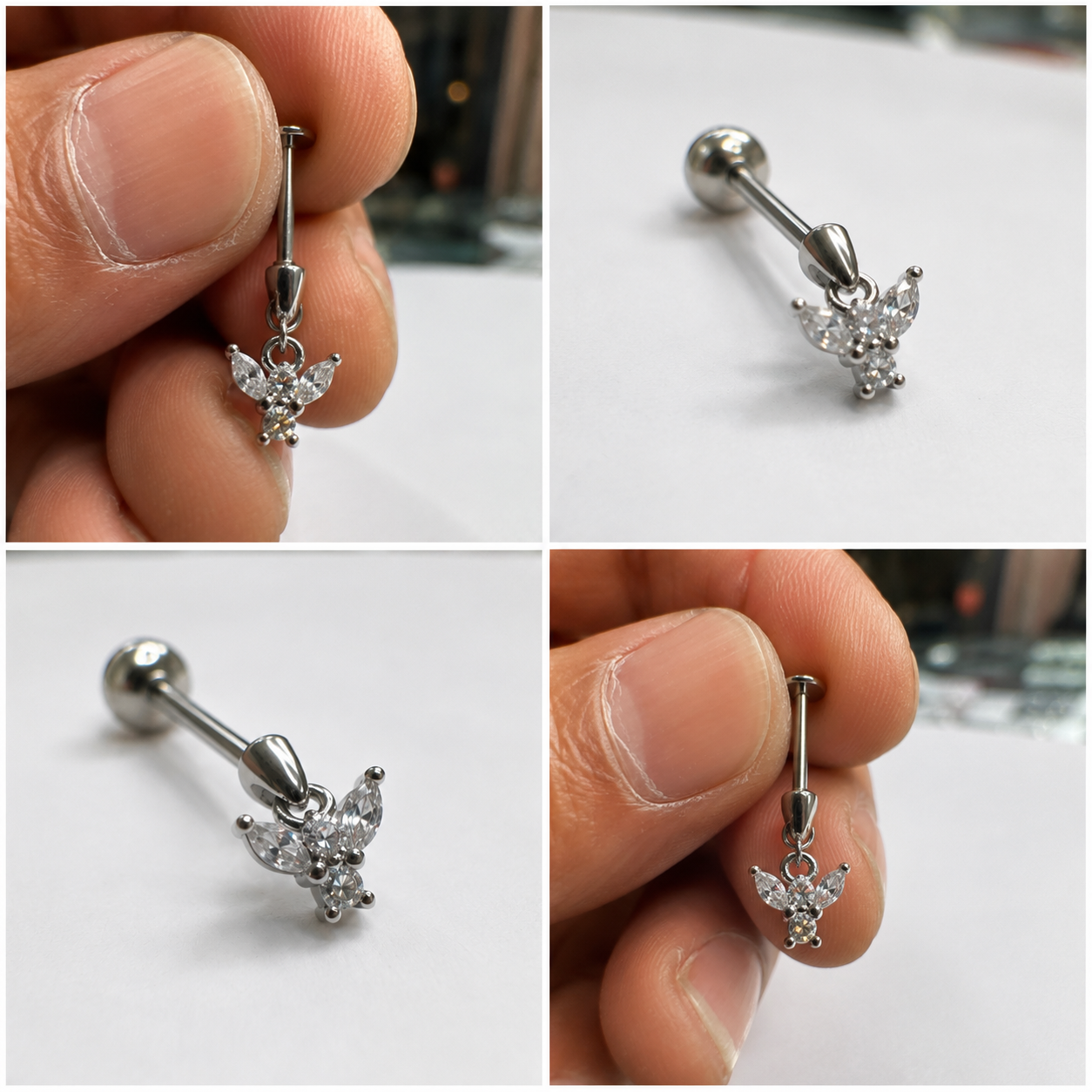 Diamond Wing Bugadi Hanging Stud - SINGLE
