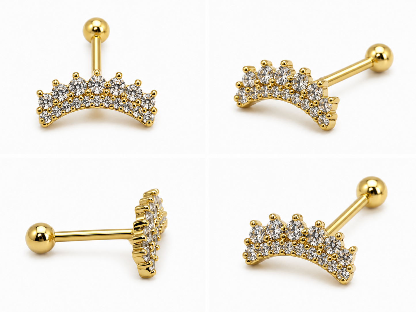 Royal Crown Flat Helix Studs - SINGLE