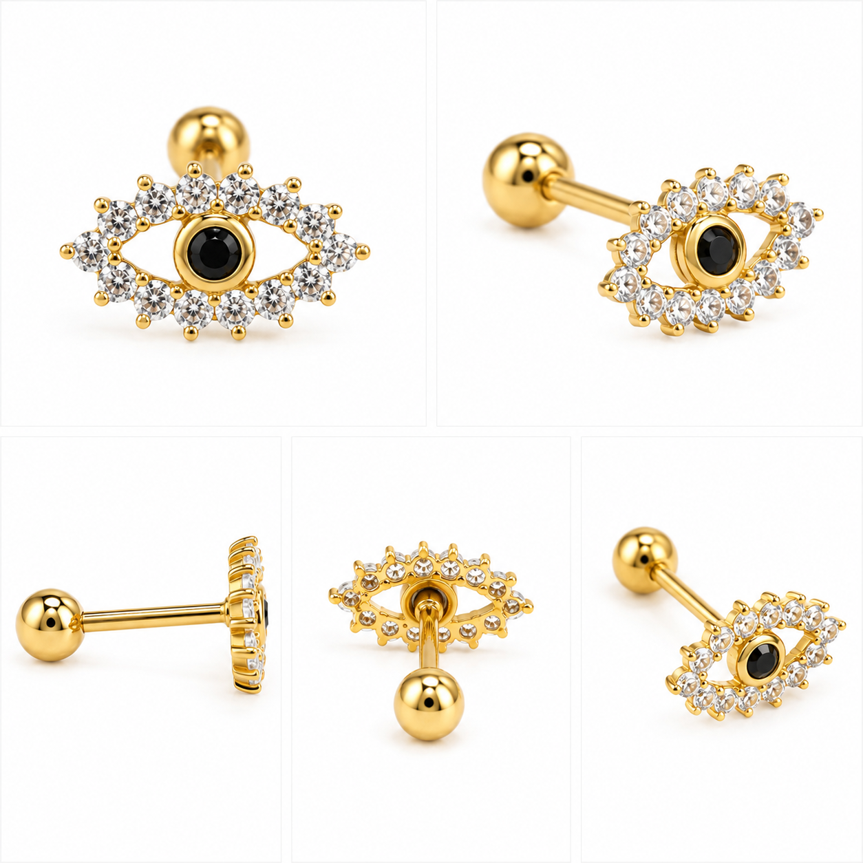 Evil Eye Flat Stud - Pair