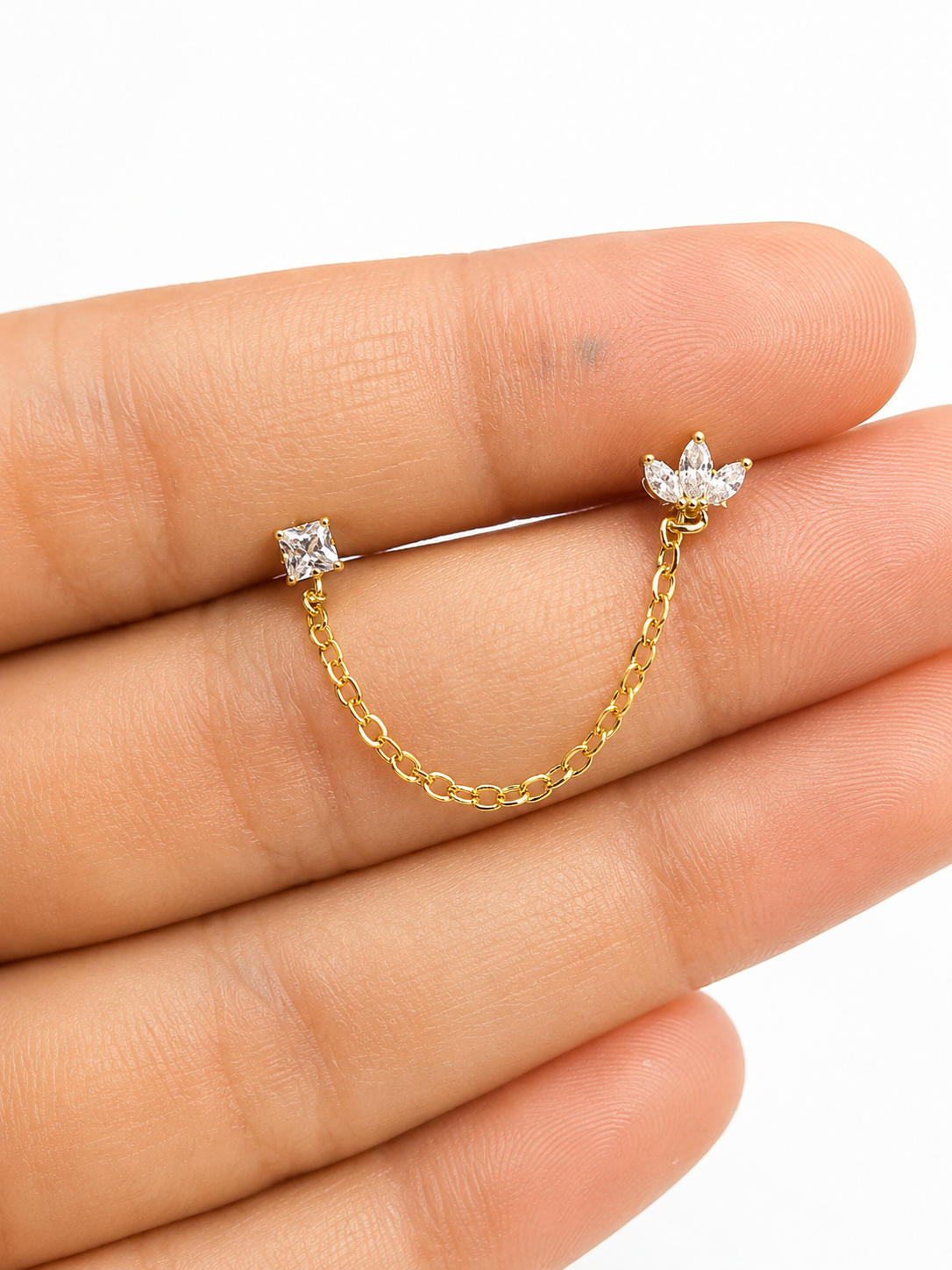 Lotus Chain Studs - PAIR