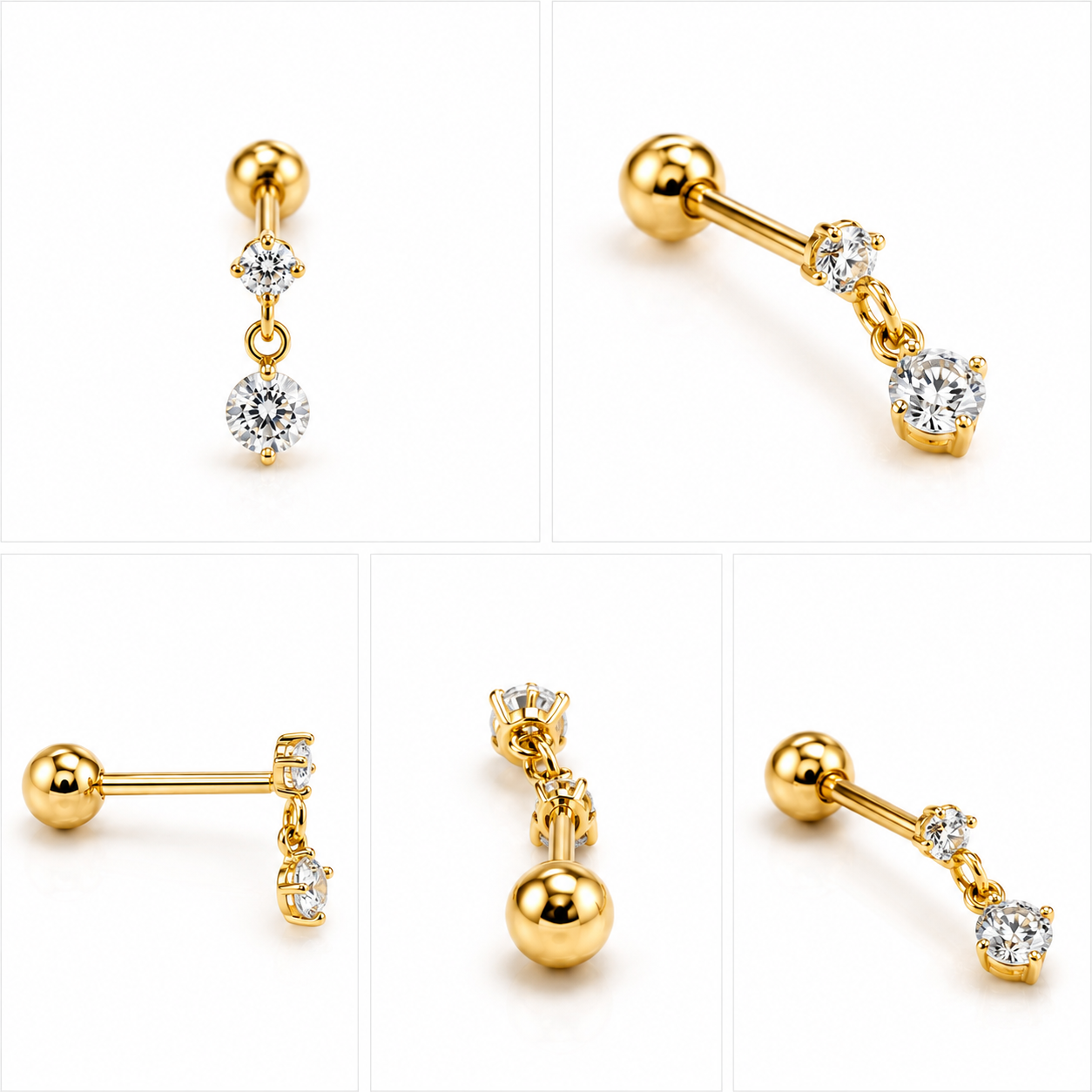 Diamond Hanging Stud - PAIR