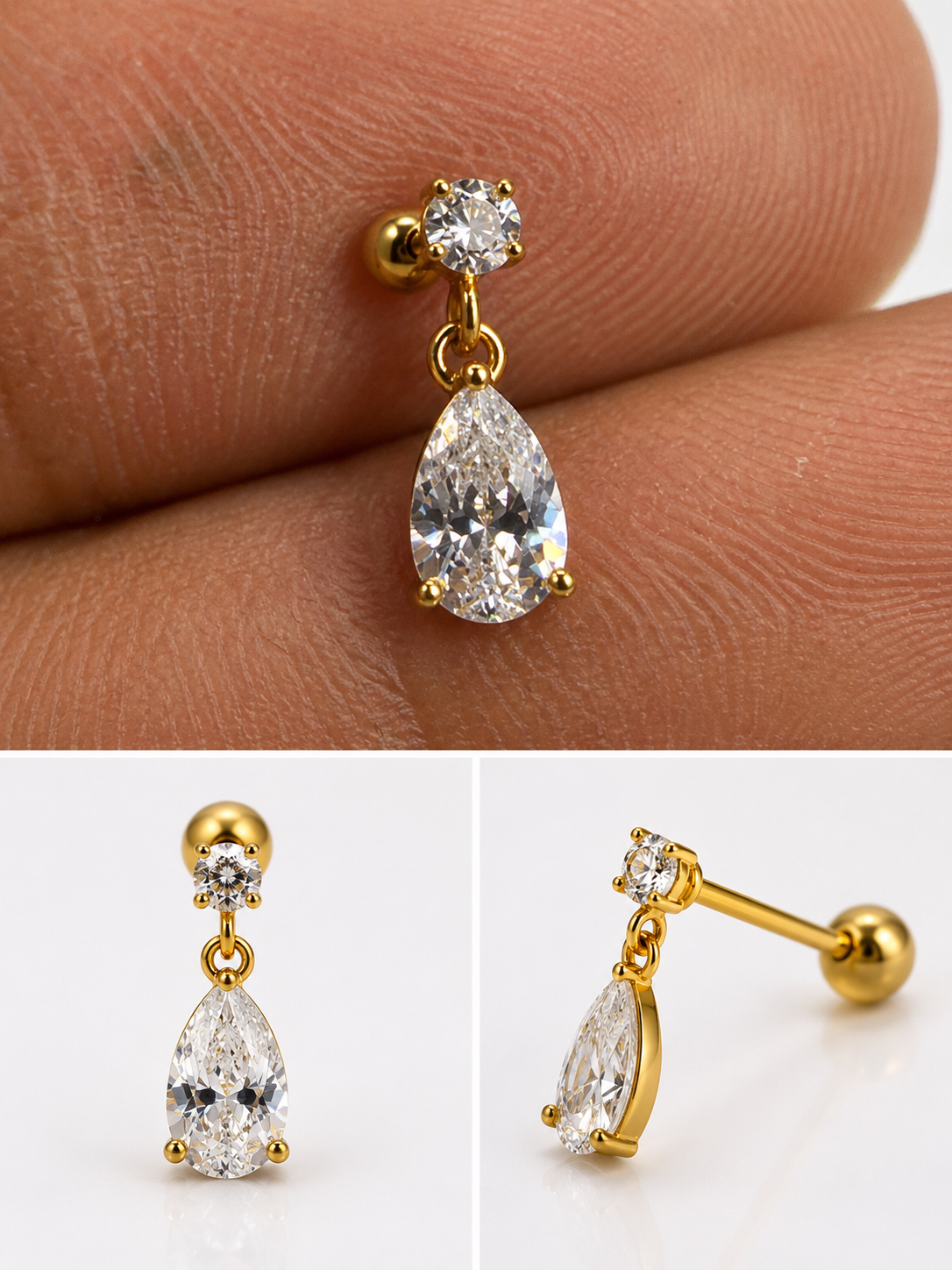 Diamond Hanging Stud - PAIR