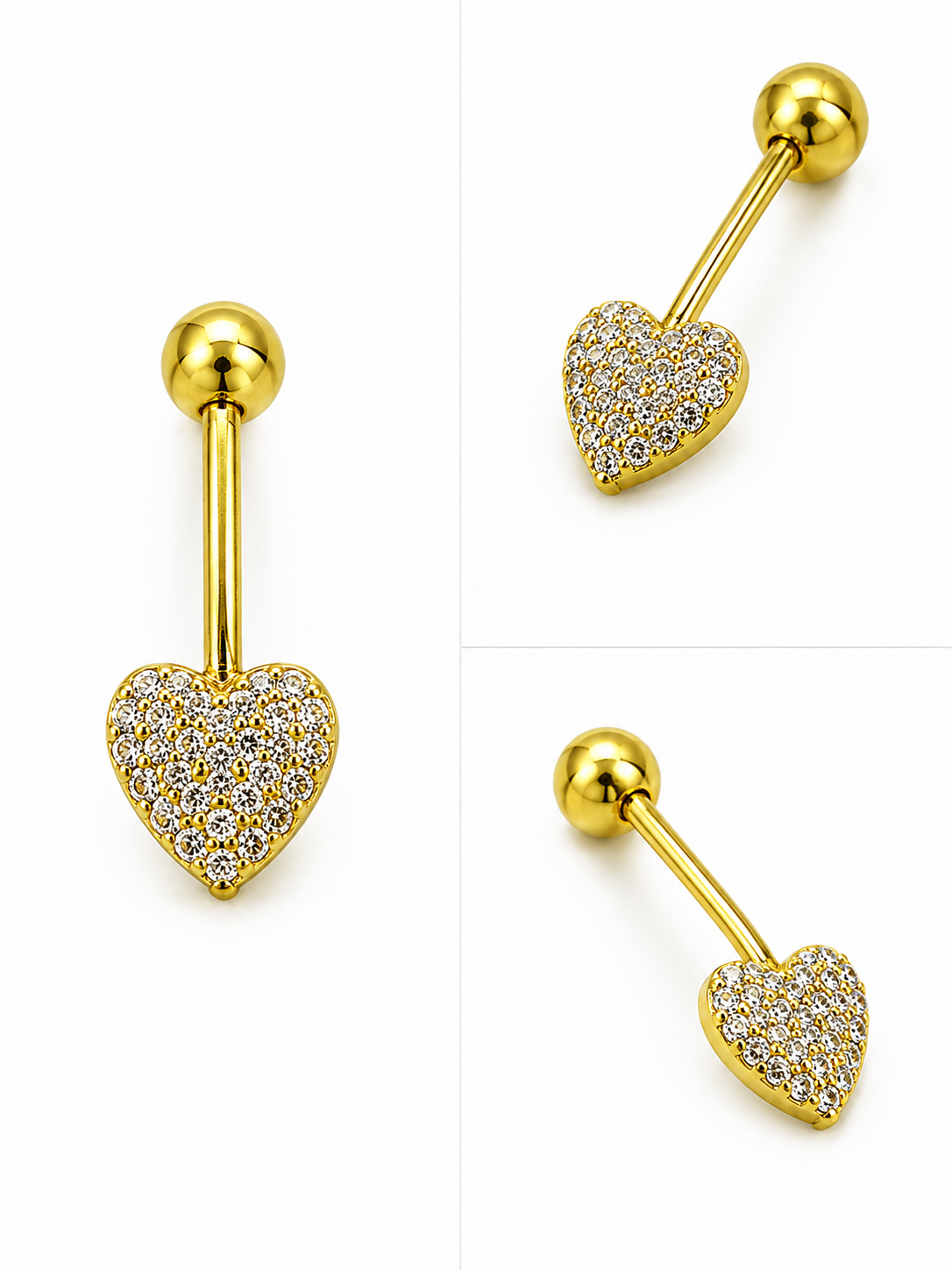 Micro Diamond Heart Bugadi Studs - SINGLE