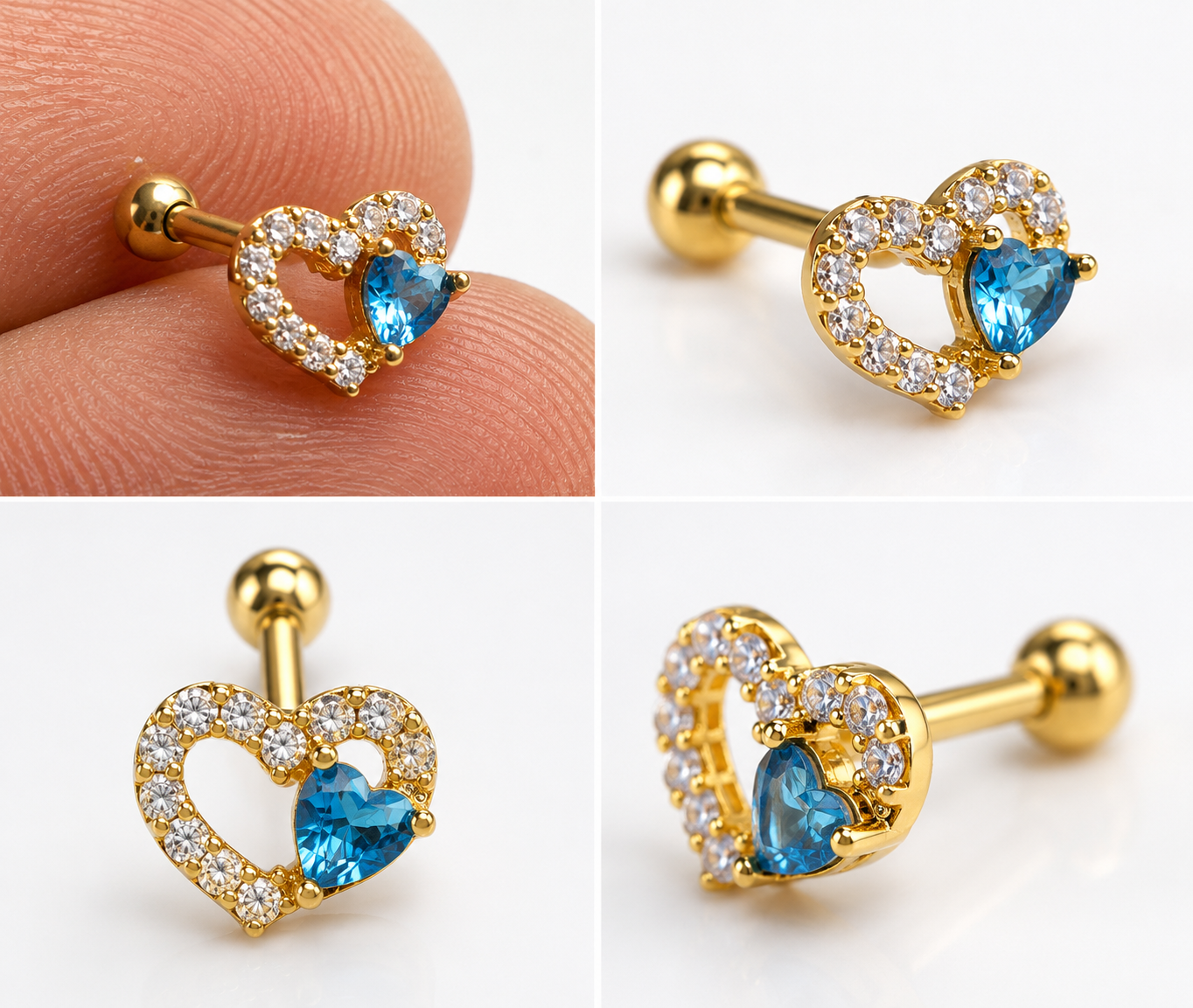 Heart Flat Stud - SINGLE