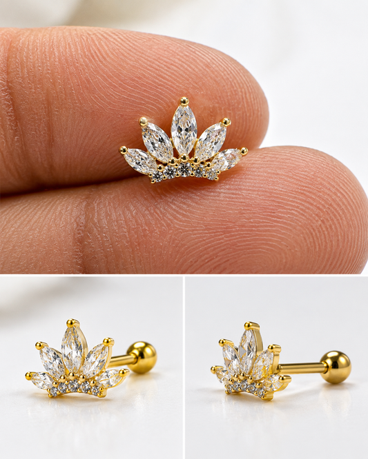 Diamond Crown Flat Studs - PAIR
