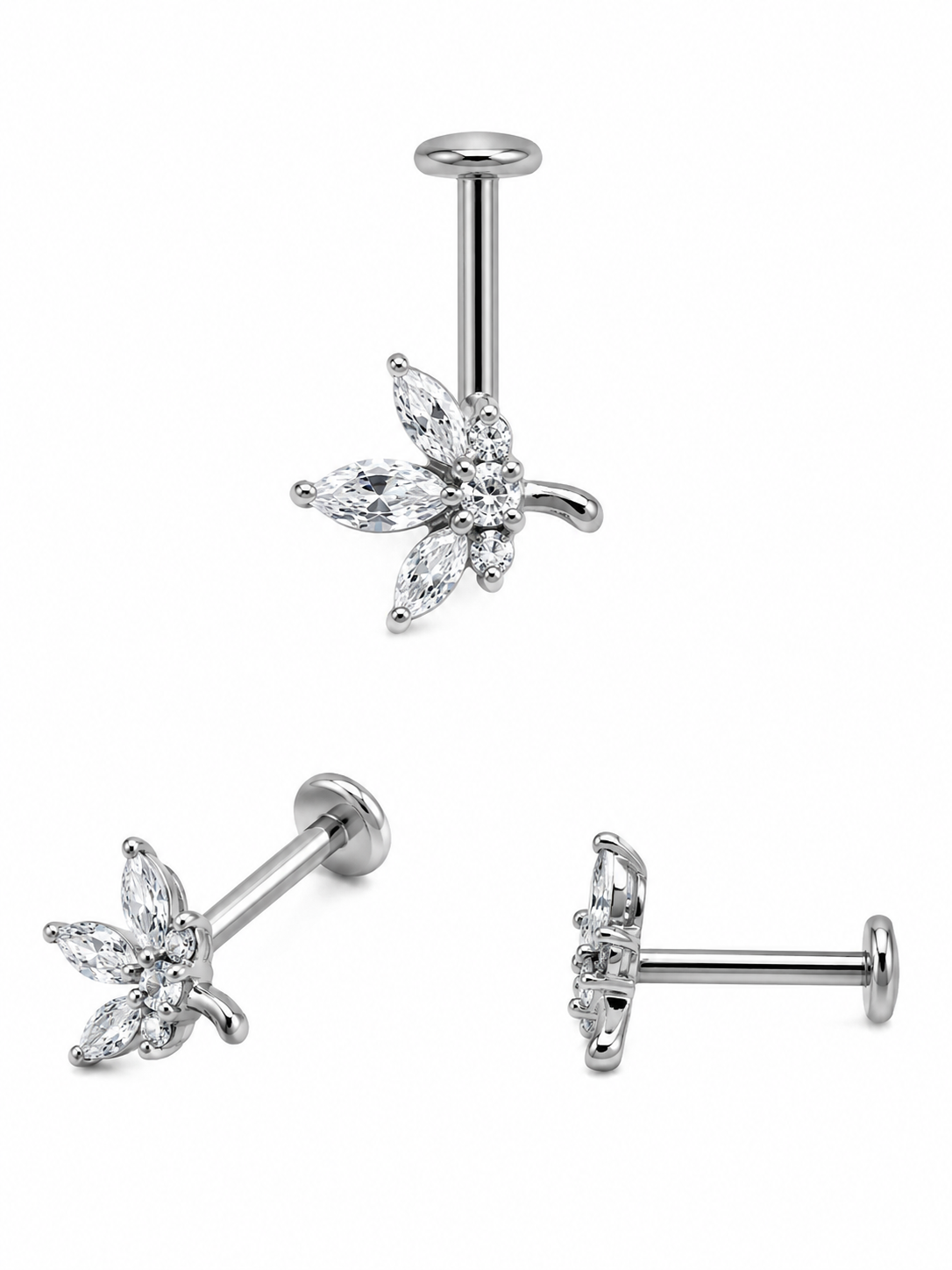 Diamond Leaf Bugadi Studs - SINGLE