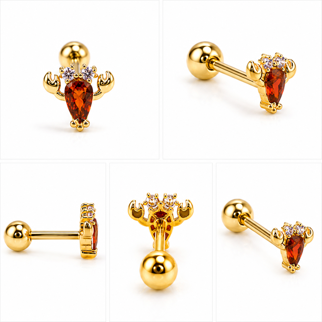 Diamond Scorpion Flat Stud - Pair