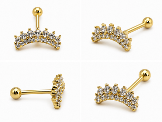 Royal Crown Flat Helix Studs - SINGLE