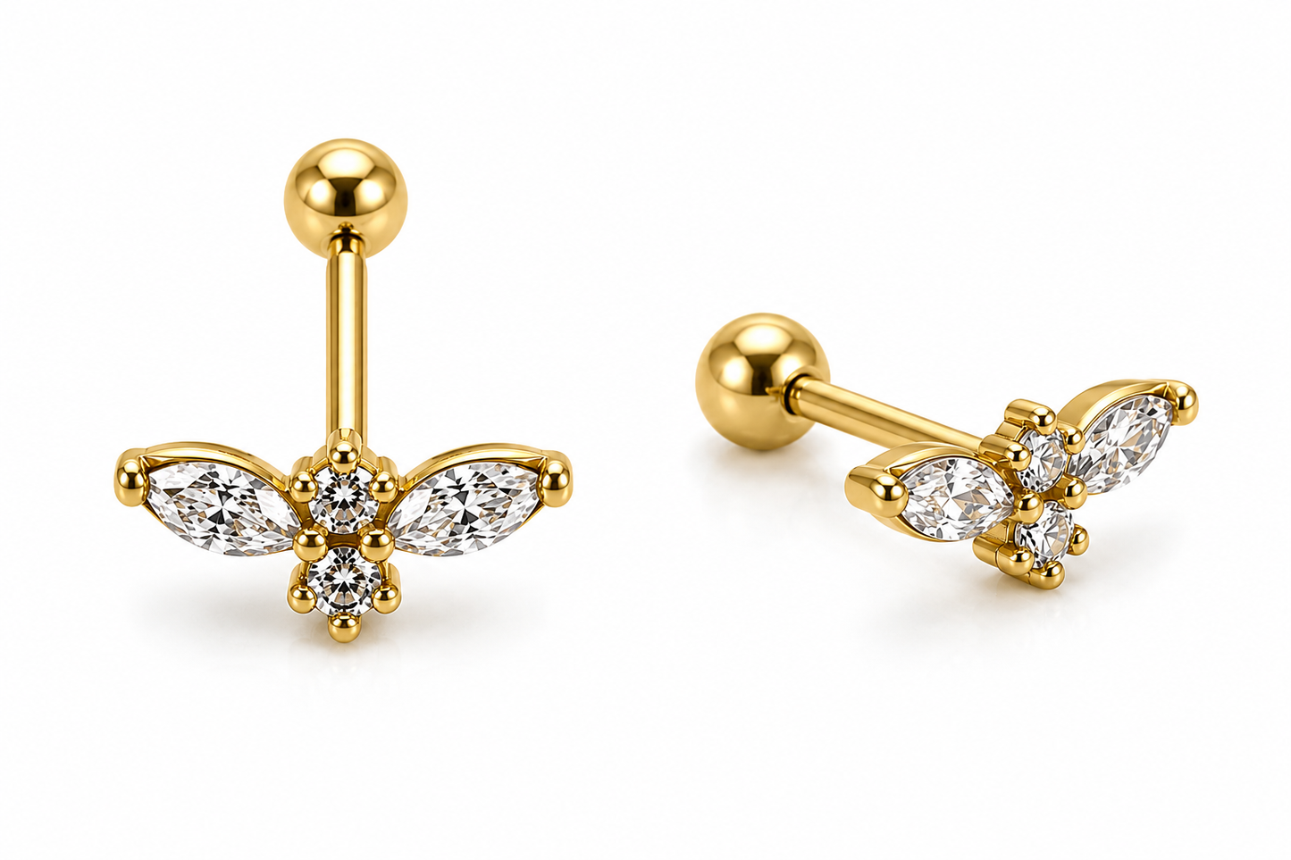 Diamond Wing Flat Studs - PAIR