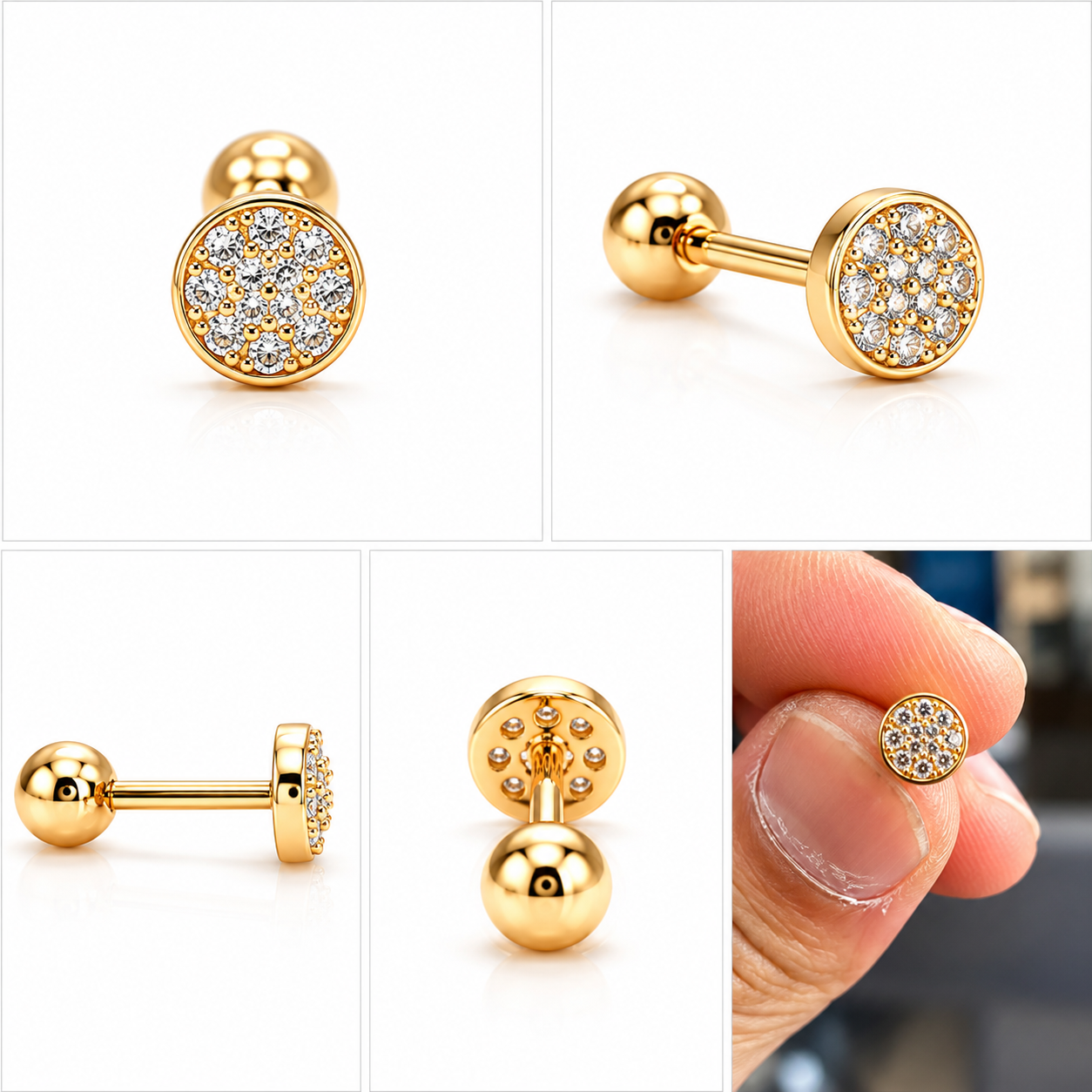 Micro Diamond Flat Stud - PAIR