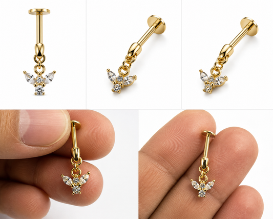 Diamond Wing Bugadi Hanging Stud - SINGLE