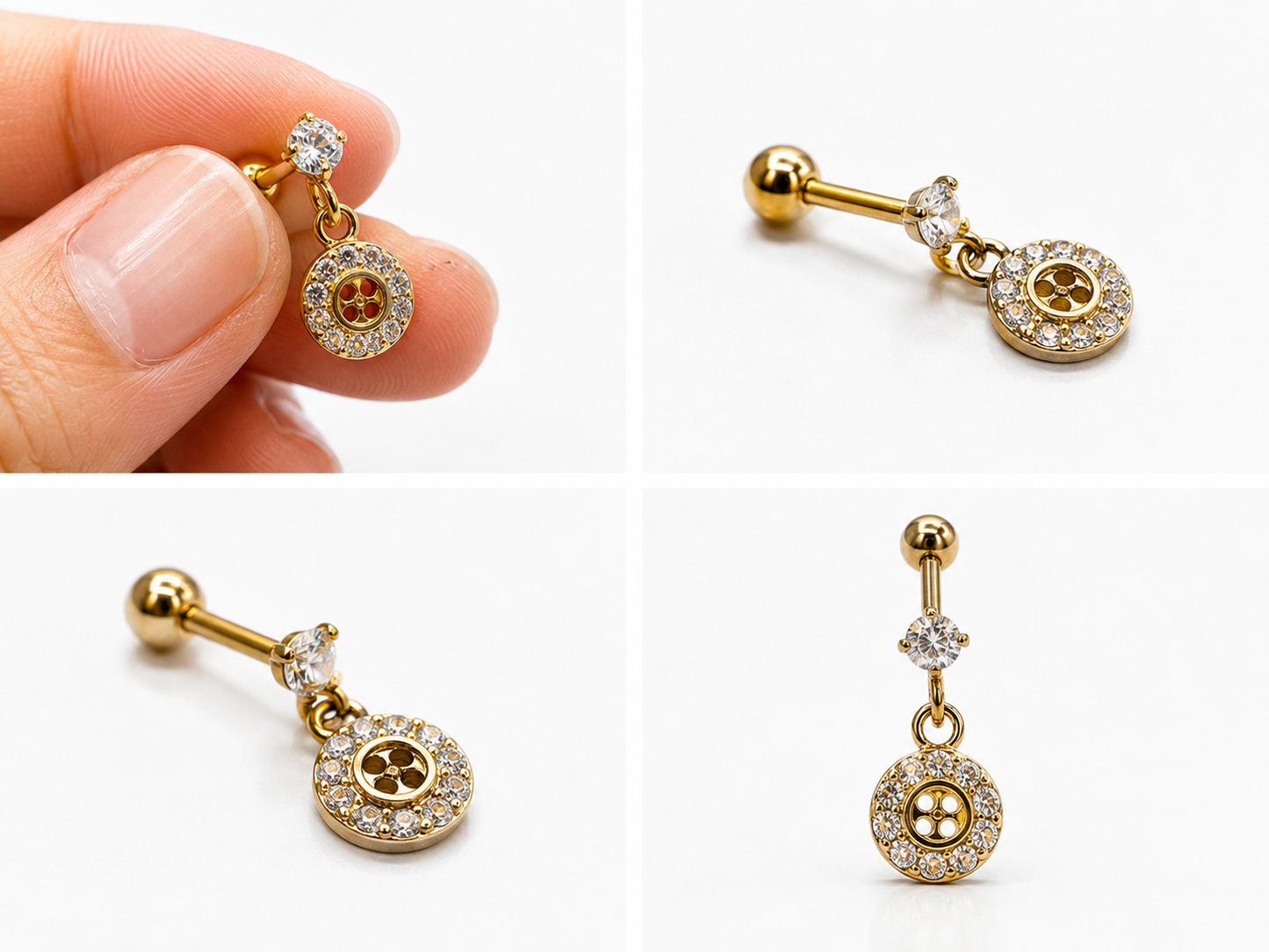 Diamond Hanging Stud - PAIR