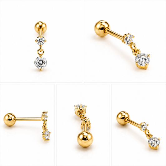 Diamond Hanging Stud - PAIR