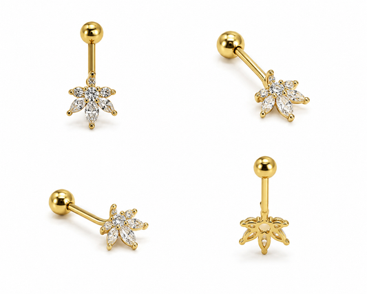Diamond Leaf Bugadi Studs - SINGLE