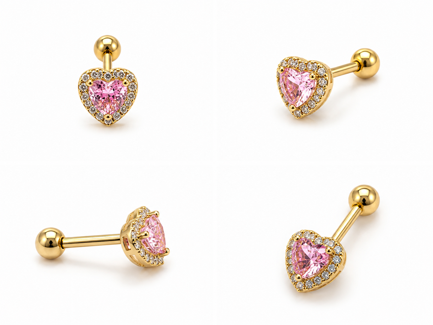 Diamond Heart Flat Stud - PAIR