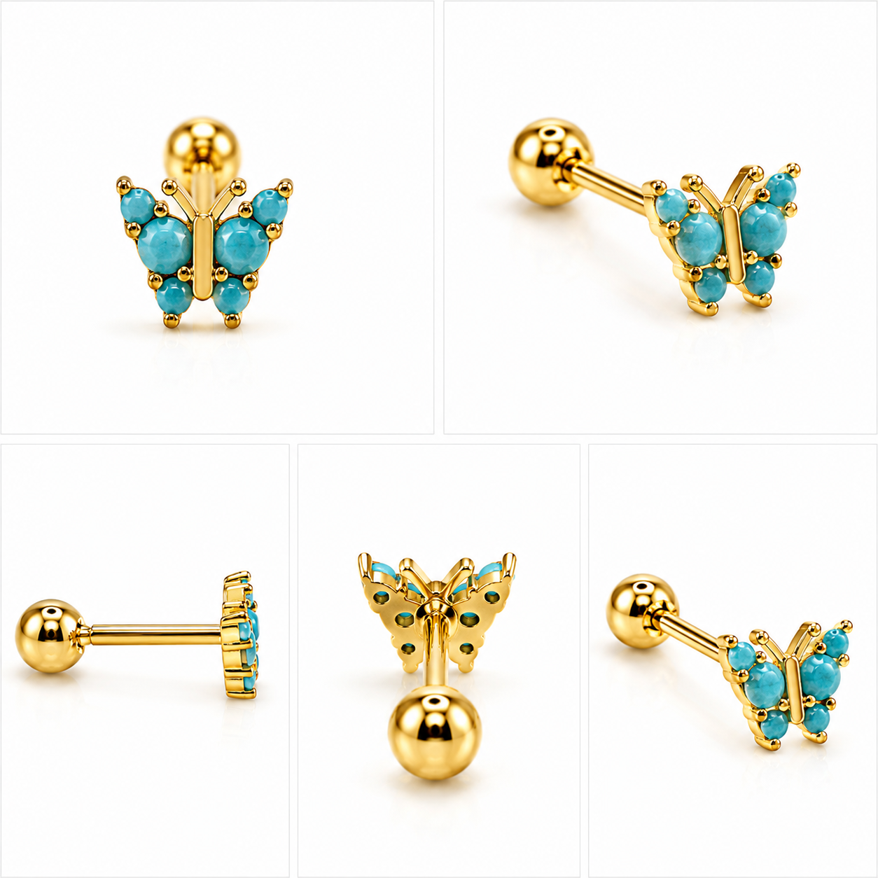 Butterfly Flat Stud - Pair