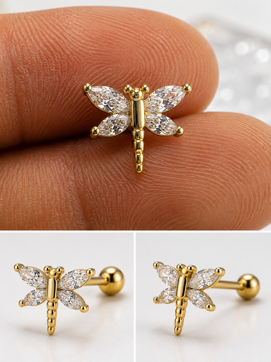 Dragonfly Flat Stud - PAIR