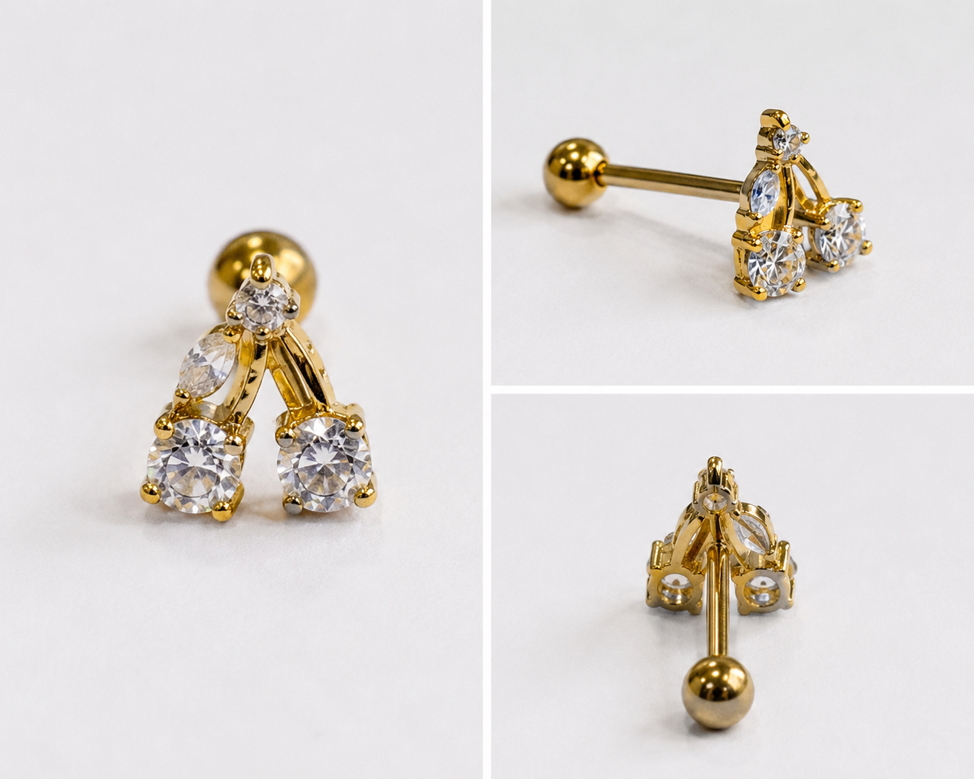 Cherry Flat Studs - PAIR