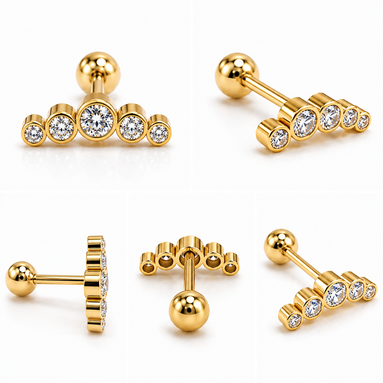 Tiara Climber Flat Studs - PAIR