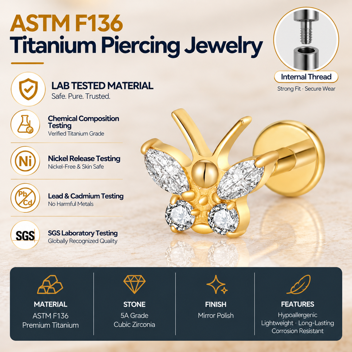 LYRA FLAT STUDS - PAIR