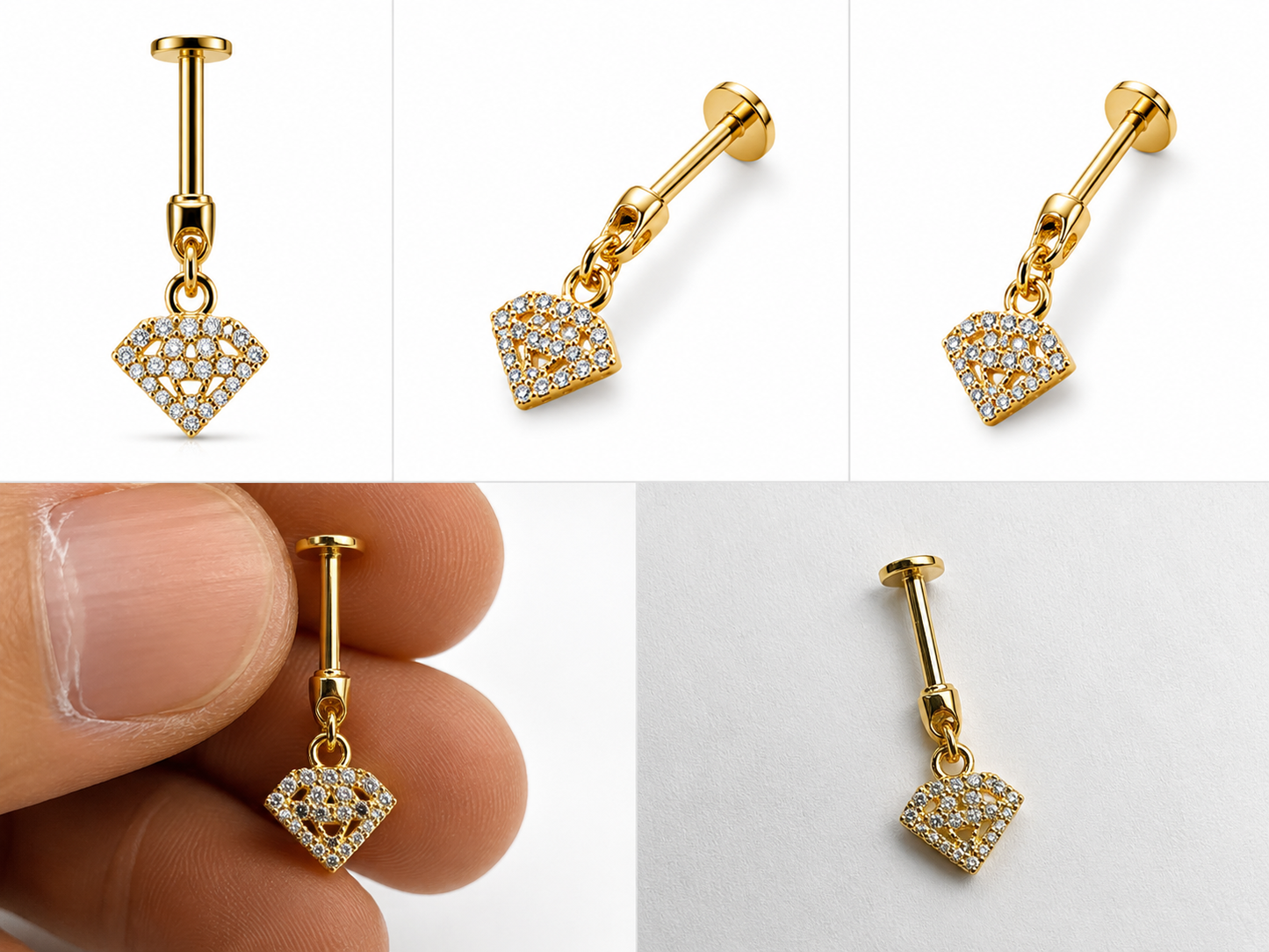 Diamond Bugadi Hanging Studs - SINGLE