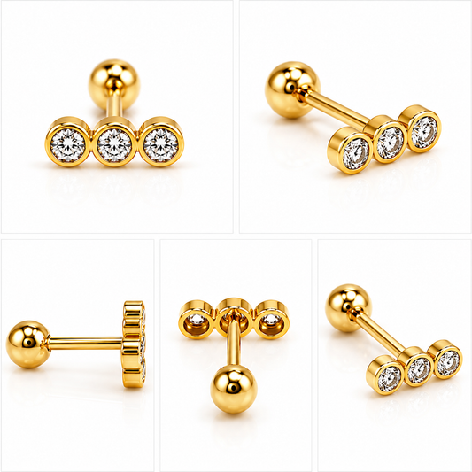 Tiara Flat Studs - PAIR