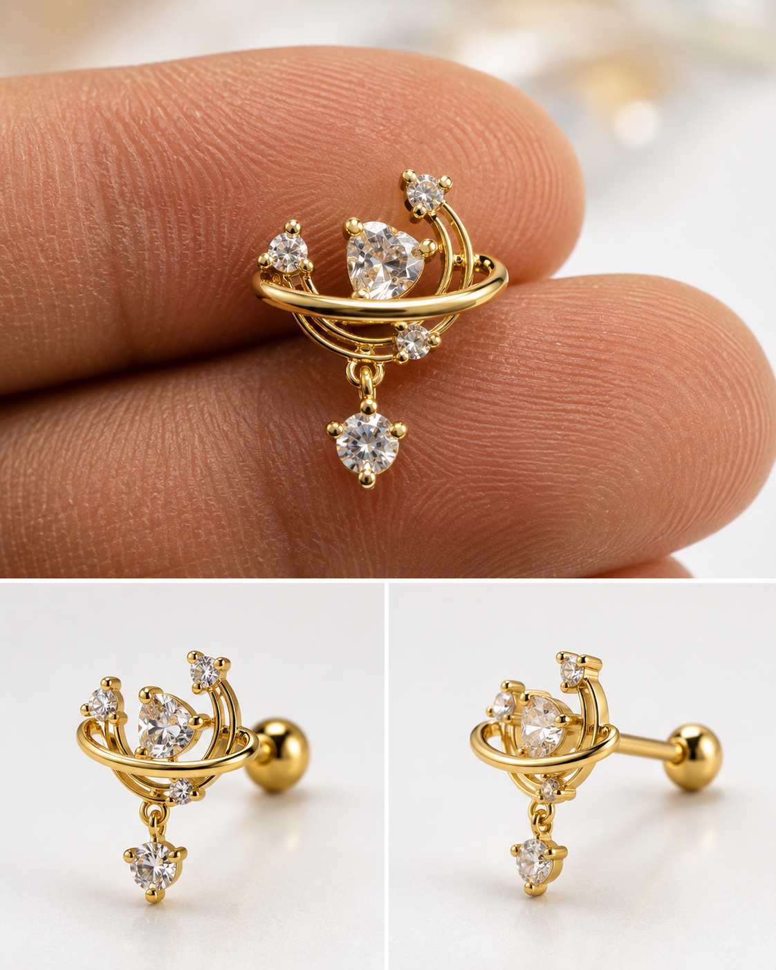 Moon Flat Studs - PAIR