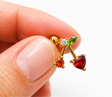 Cherry flat studs - PAIR